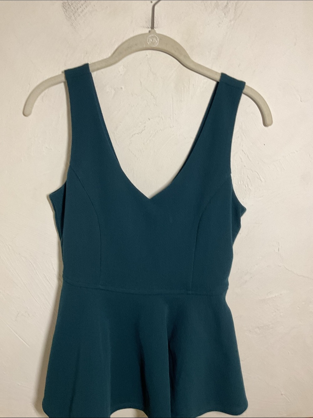 Forever 21 Deep V-Neck Peplum Top Teal Size S Zipper Back